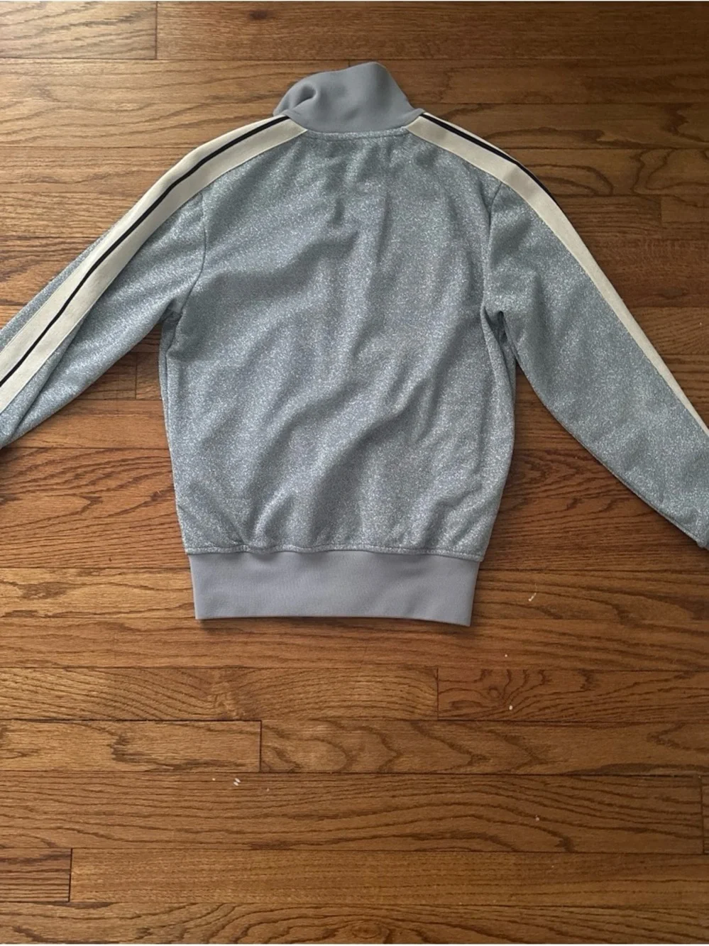Palm Angels Silver Glitter and Cream Stripe Track Jacket